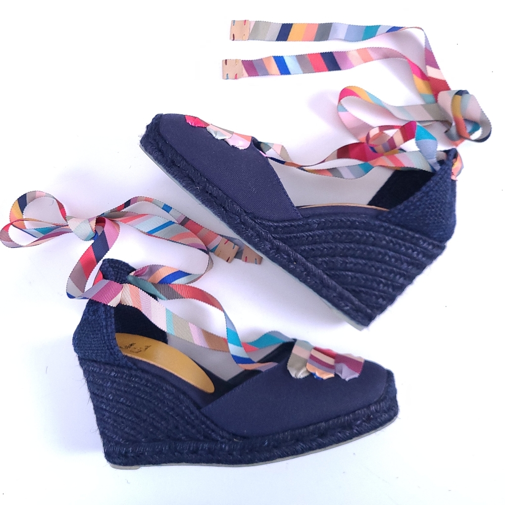 Castaner x Paul Smith Coralia Espadrille Wedge Ribbon Lace Shoes 37 Size 6.5 US - Picture 2 of 12